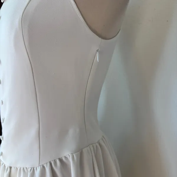 ZARA Solid White Drop Waist Sleeveless Button Front Dress - Image 4