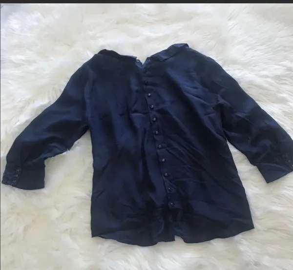 FreePeople PeterPan Collar Navy Blouse - Image 3