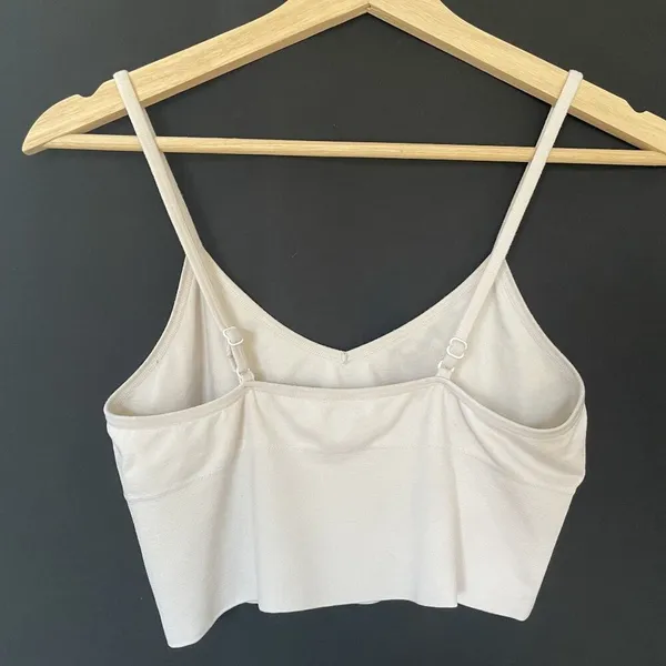 White V-Neck bra top unlined unpadded casual comfortable bralette workout - Image 4