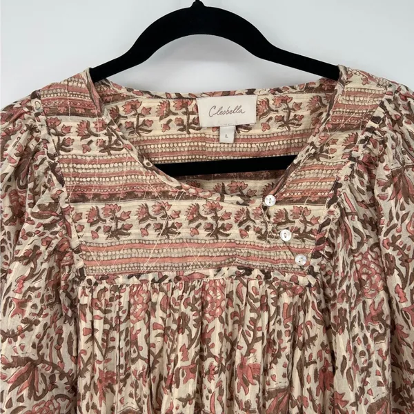 Cleobella Vivian Floral Organic Cotton Mini Blouson Dress Large Boho Cottagecore - Image 4