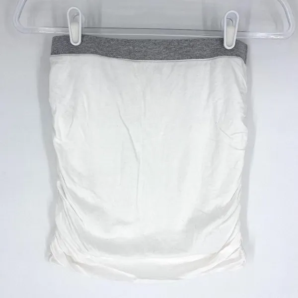 Splendid Supima Cotton White Ruched Mini‎ Skirt with Grey Waistband Size Small - Image 2