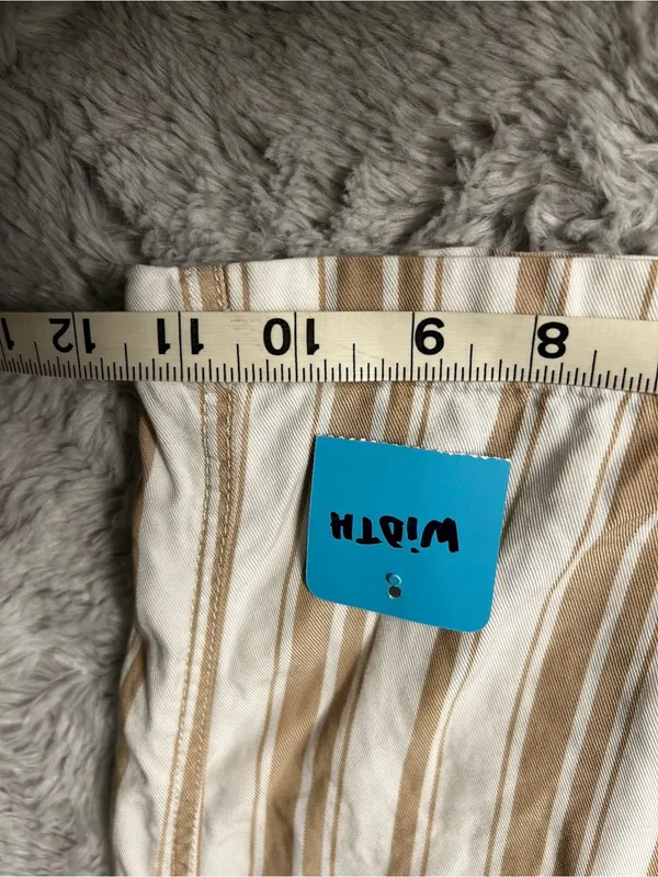 LOFT Cream and Tan Striped Cropped Drawstring Pants - Image 5