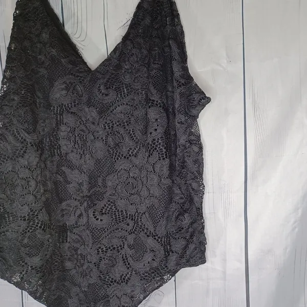 Nine Britton Black Floral Lace Sleeveless V-Neck Festival Whimsigoth Bodysuit - Image 8