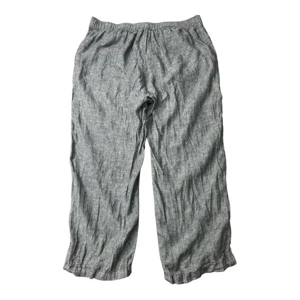 Two by Vince Camuto Grey 100% Linen Women Crop Pants size Small Pullon - Image 4