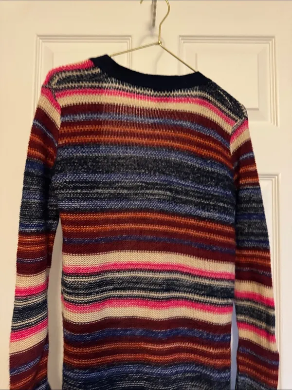 Rue21 Striped Multicolor Open Cardigan with Navy Trim - Image 7