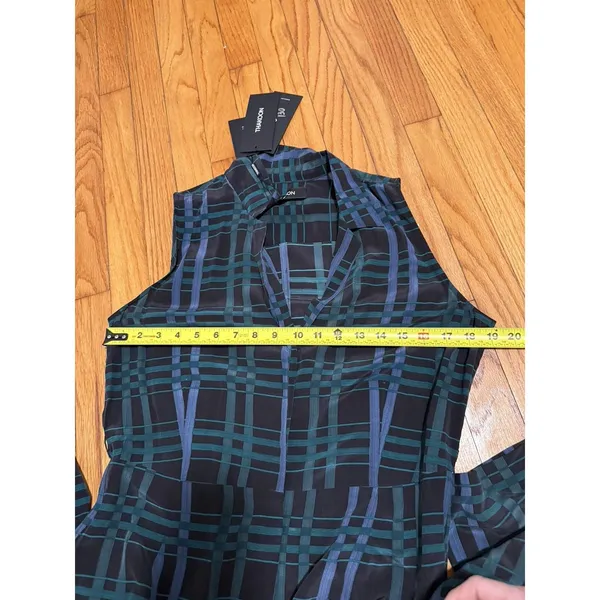 Thakoon NWT Plaid Striped Combo Silk Sleeveless Jumpsuit‎ Size 6 - Image 8