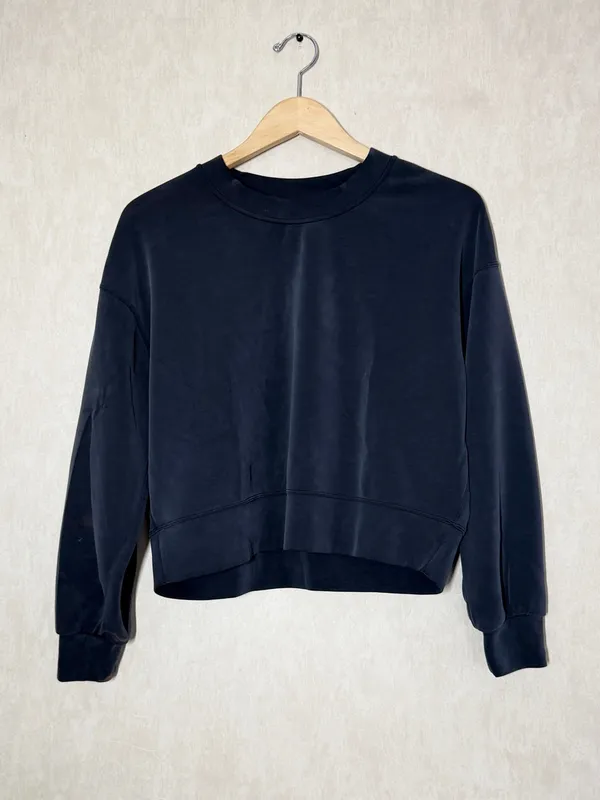 Lululemon Women’s Softstreme Perfectly Oversized Cropped Crew in Gray Black 4 - Image 3