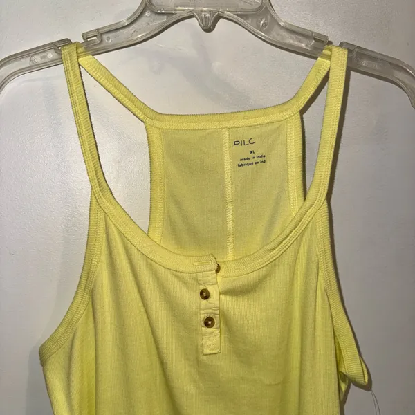 NWT $38 Anthropologie x Pilcro Yellow Hang Ten Layering Scoop-Hem Tank XL - Image 6