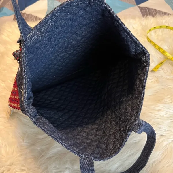 Vintage Boyds Home Collection Tote Bag Americana Patriotic Chambray Bear Stars - Image 7