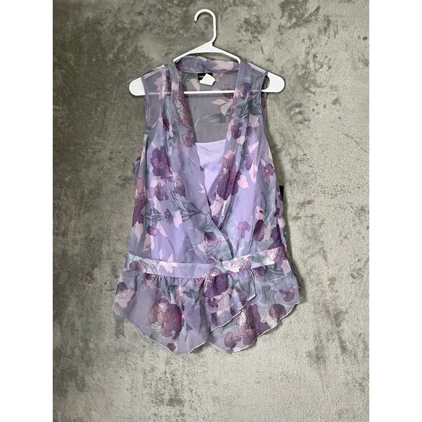 Vintage Floral Sheer Vest & Tulle Midi Skirt Set Fairycore Romantic Coquette Md - Image 2