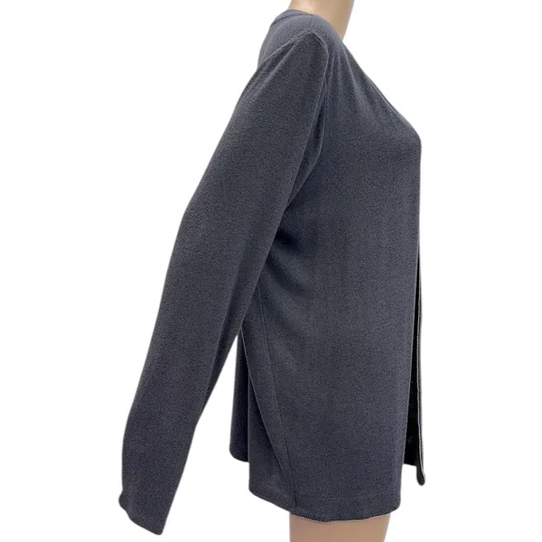 Jennifer Lopez Gray with Silver Beaded Accent Open Front Duster Cardigan Women L - Image 6