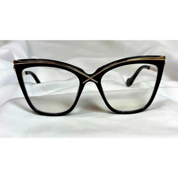 Chic Elegant Gold Detailed Clear Lens Black Frame Glasses - Image 3