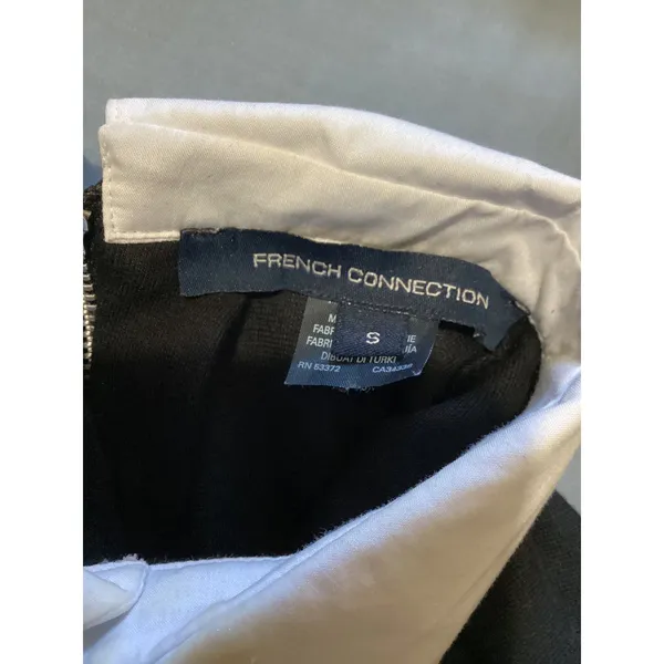 French Connection Women Small Black White Layered Look Collared Pleated Sweater - Image 4