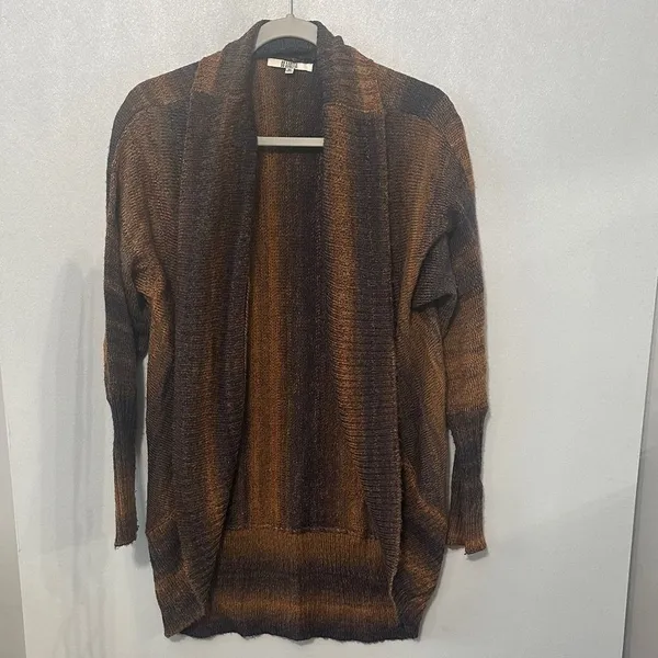BB Dakota Womens Cardigan Sweater Ombre Open Front Shawl Collar Brown Medium - Image 2