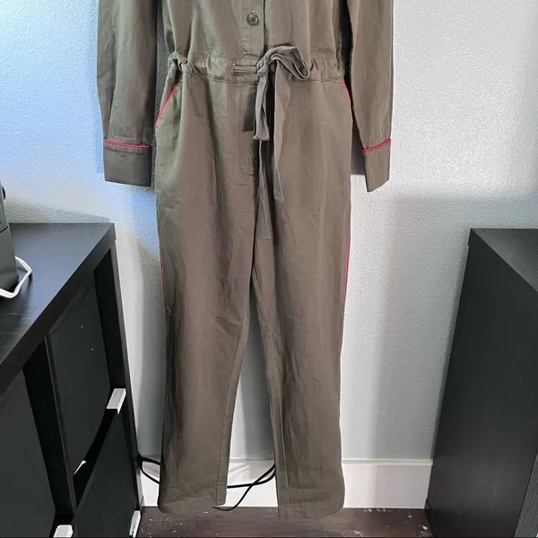 Boden Olive Denim Jumpsuit Green Size 8 - Image 5