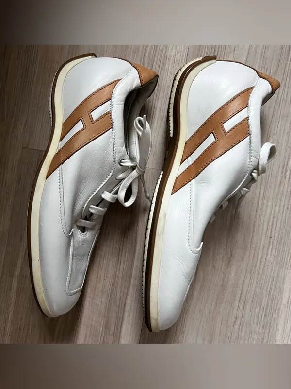 HOGAN Women’s White Leather Sneakers – Size 38.5 Size 8.5 - Image 3