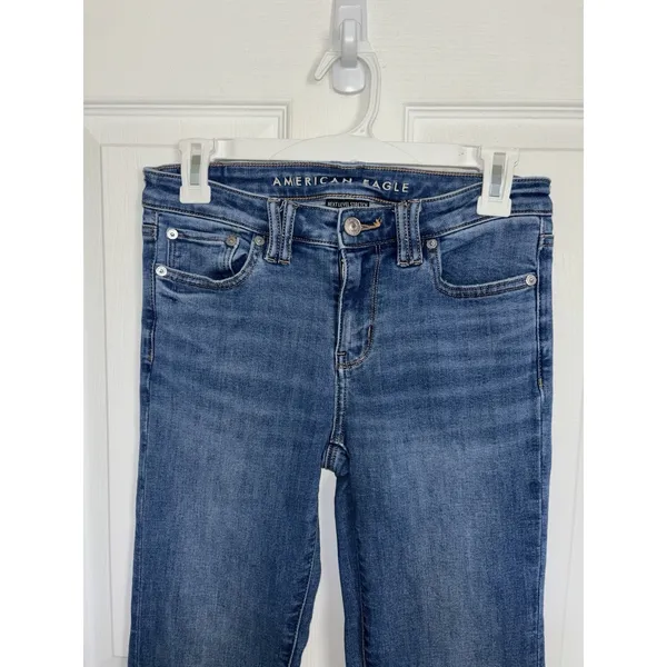 American Eagle Low Rise Flare Jeans 4 Long 31” Flap Pockets Next Level Stretch - Image 3