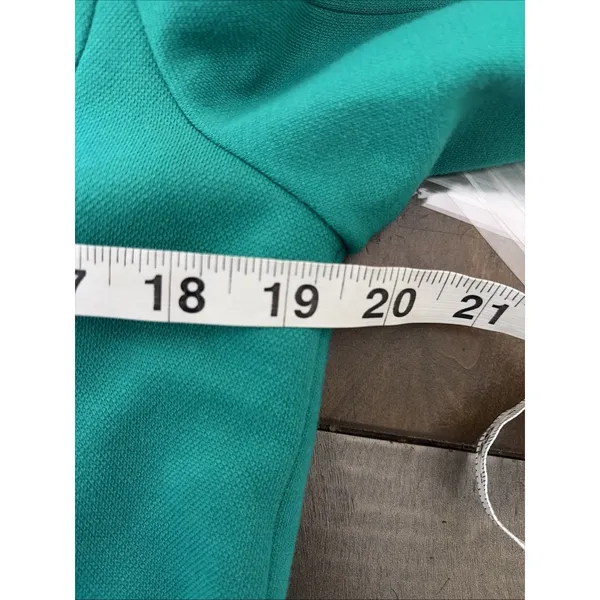 Talbots Aberdeen Knit Blazer Womens Size 10 Green Navy Trim Career Cotton Blend - Image 8