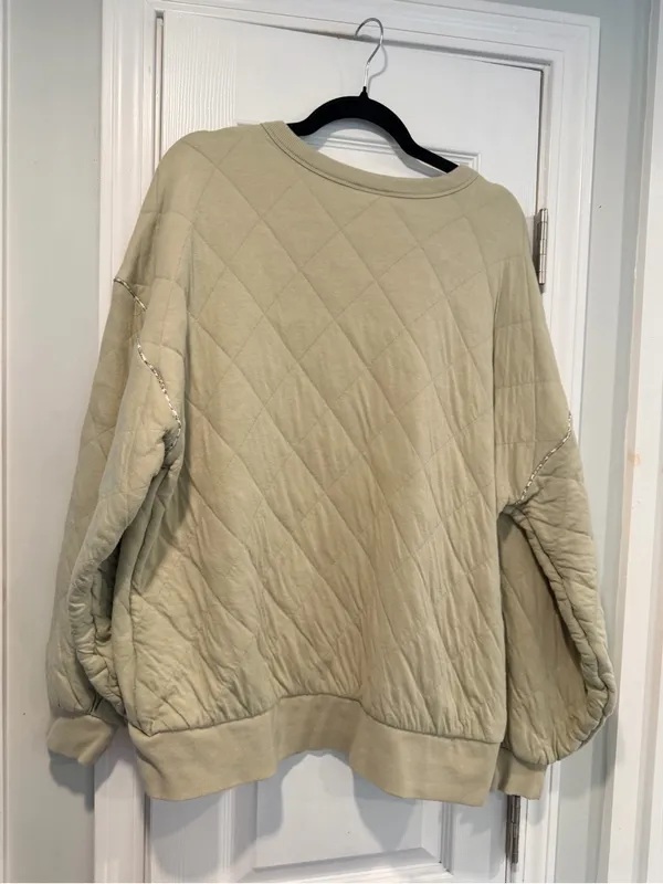 Universal Thread Size XXL Sage Quilted Pullover Sweatshirt Blue Floral Trim Soft - Image 8