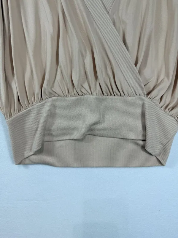 BCBGMAXAZRIA Women’s M Beige Surplice‎ Dolman Sleeve Banded Hem Blouse - Image 7