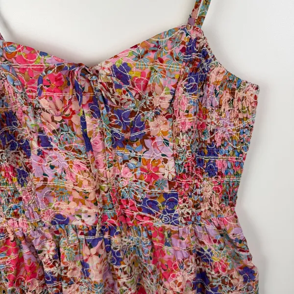 NWT Avara Just Me Iris Floral Embroidered Midi Dress Medium Smocked Cottage Boho - Image 3