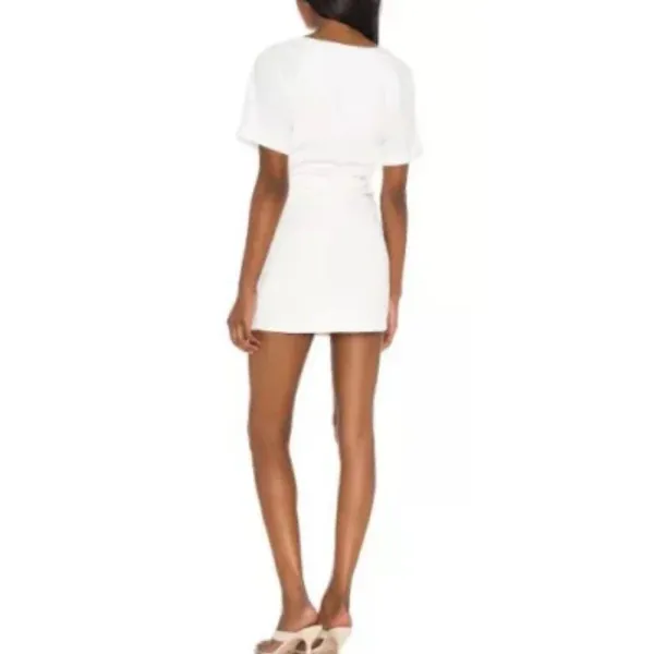 Revolve XS Lovers + Friends Flora Short Sleeve Ruched WINTER White‎ Mini Dress S - Image 7