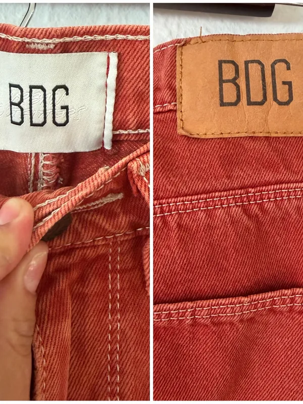 BDG Urban Outfitters Split Hem Jeans Women 24 Rust Red Straight Leg 100% Cotton - Image 4