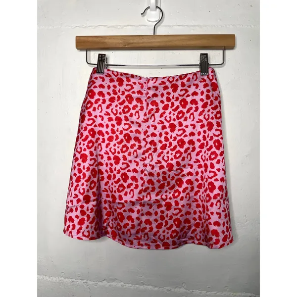 NEW Princess Polly Quinny Mini Skirt Pink Red Cheetah Mini Skirt US 0 - Image 3