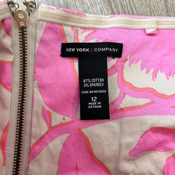 Womens New York & Company Pink Floral Strapless Dress - 12 - Image 7