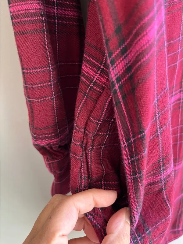 GAP Burgundy Plaid Flannel Long-Sleeve Shirt Dress Size M Fall - Image 7