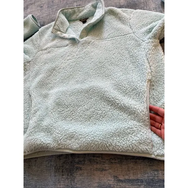 Eddie Bauer Light Aqua Blue Fleece 1/4 Snap Mock Neck Pullover Women's XL - Image 3