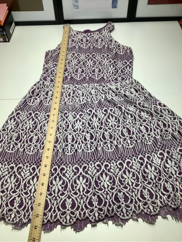 Altar'd State Purple Dress with White Lace Overlay EUC Wedding Sorority Feminine - Image 5