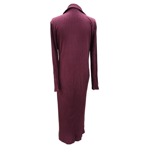 Banana Republic Wide-Ribbed Knit Midi Dress Vino Rosso Burgundy Long‎ Sleeve L - Image 6