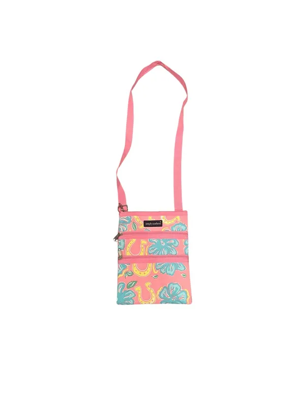 Simply Southern Crossbody Bag Pink Tropical Horseshoes Pockets Zippered - Image 2