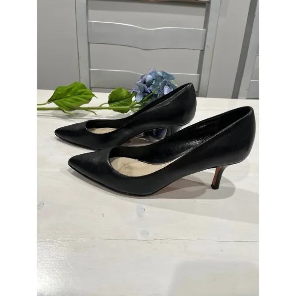 Elie Tahari Black Leather Pointed Toe Stiletto Heel Pumps Size 38‎ - Image 5