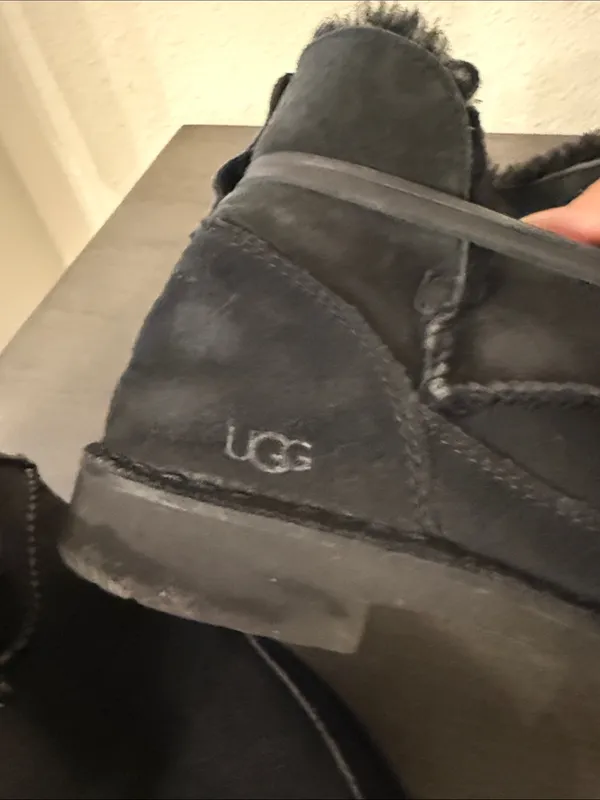 UGG Women Black Suede Shearling Lined Tie Ankle Boots Size 8 - Image 11