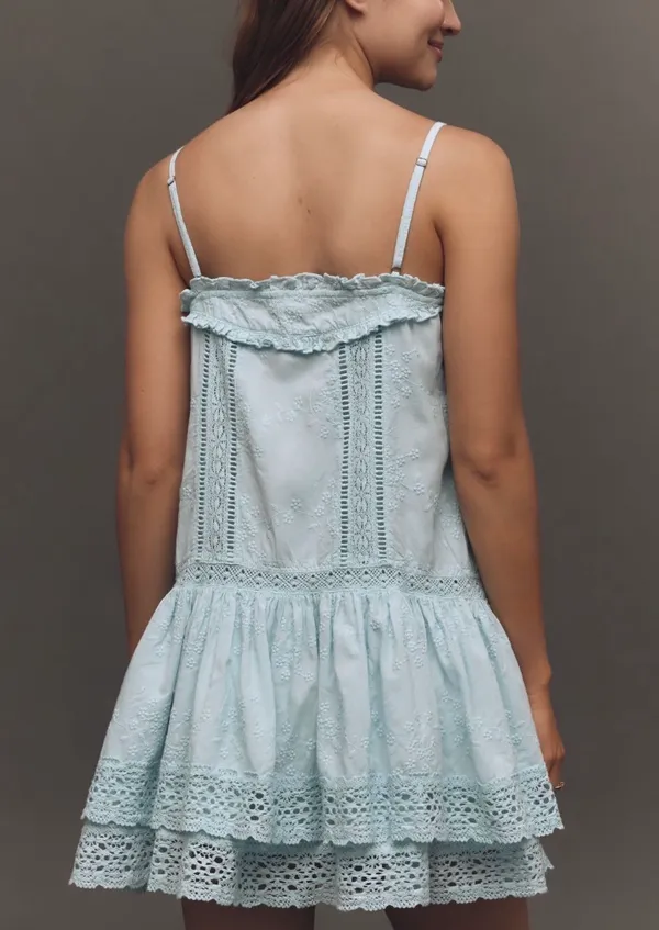 Anthropologie Pilcro Square-Neck Lace Swing Mini Dress, Size M - Image 5