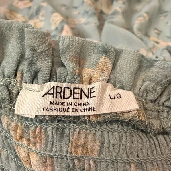 Ardene NWT Floral Ruffle Smocked On Off Shoulder Tiered Dress Size L Whimsical - Image 3