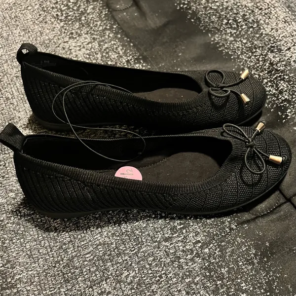 Womens 5.5 NWOT Chinese Laundry Black Knit Ballet Flat Slip On Shoes - Image 2