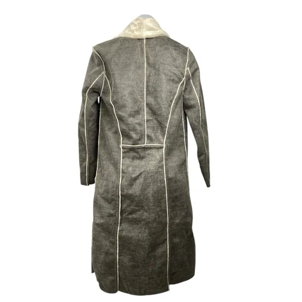 Anthropologie Amadi Camilla Gray Faux Suede Sherpa Long Sleeve Coat Jacket XS - Image 2