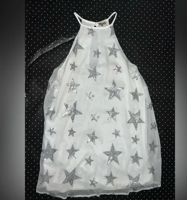 Show Me Your MuMu White and Silver Star Mini Dress - Image 2