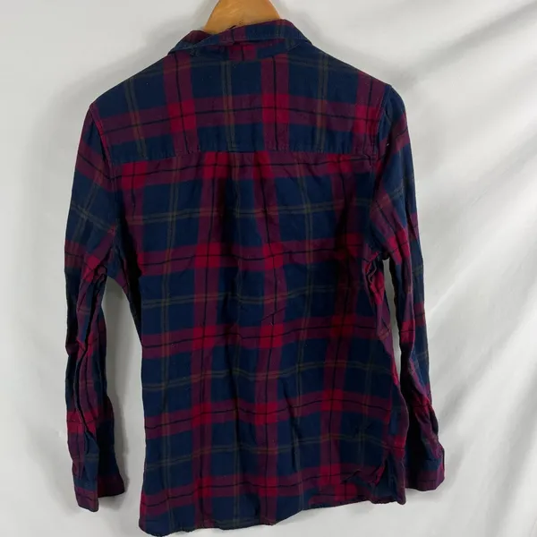 Express Boyfriend Fit Plaid Flannel Shirt Red Black Size Large - Image 3