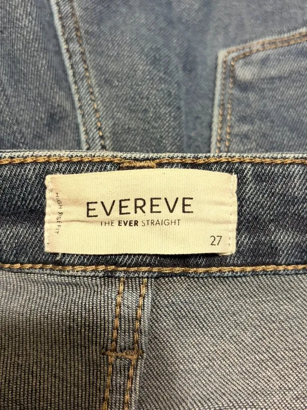Women's Evereve High Rise Ever Straight Medium Wash Jeans Size 27 28" Inseam - Image 3
