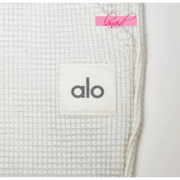 Alo Weekend Escape Joggers Ivory Waffle Thermal High-Rise Waist Cream Sweatpants - Image 11