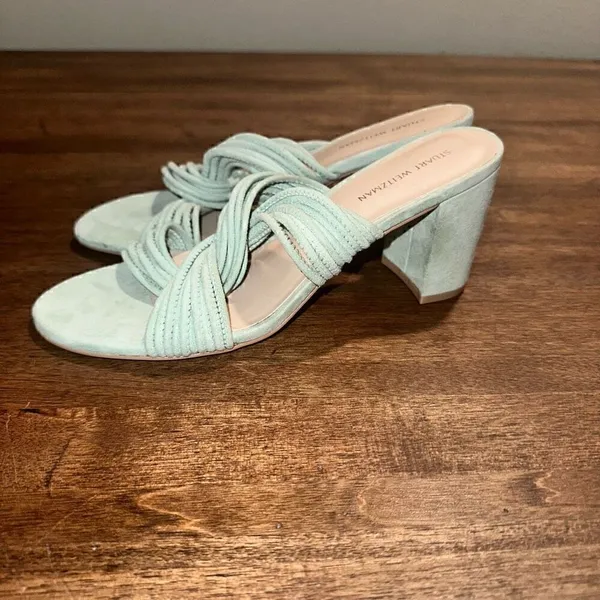 NWOB Stuart Weitzman Twist Block Suede Mules‎ - Image 4