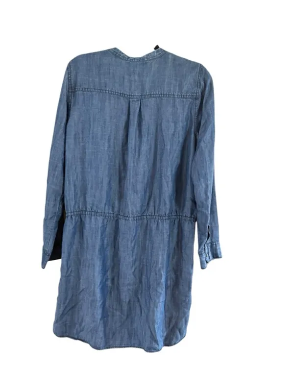 Women's GAP Blue Denim Long Sleeve Drawstring Shirtdress M - Image 3