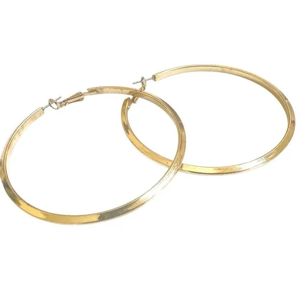 Gold tone large hoop earrings - Image 2