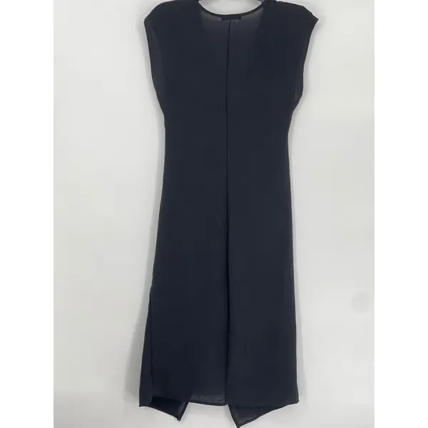 Zara Black Sleeveless V-Neck Tie Front Knot Midi Dress Small - Image 3