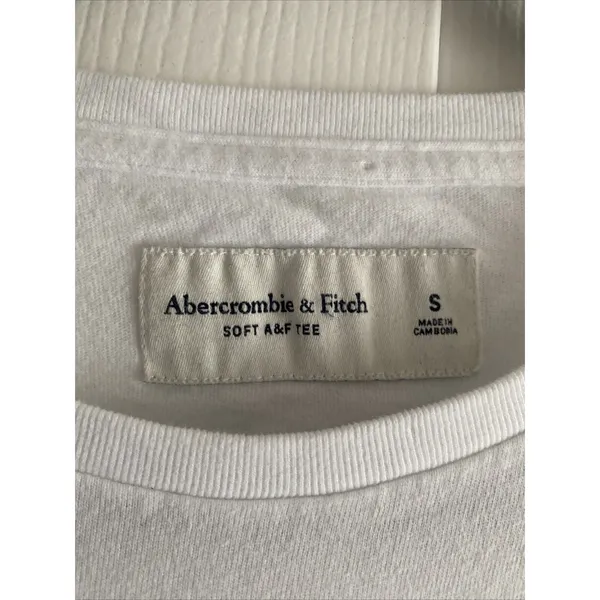 Abercrombie Fitch Soft‎ A&F Tee Womens Size S White Logo Embroidered Cotton Y2K - Image 3
