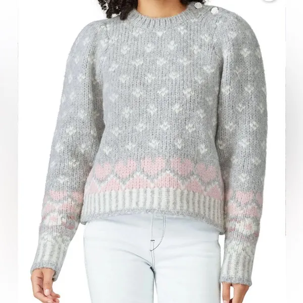 LoveShackFancy Rosie Pointelle Grey/GrayAlpaca Wool Pullover Sweater (S) - Image 3